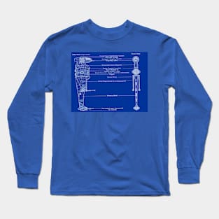 Rebel Fighter with Folding Wings Blueprint Long Sleeve T-Shirt